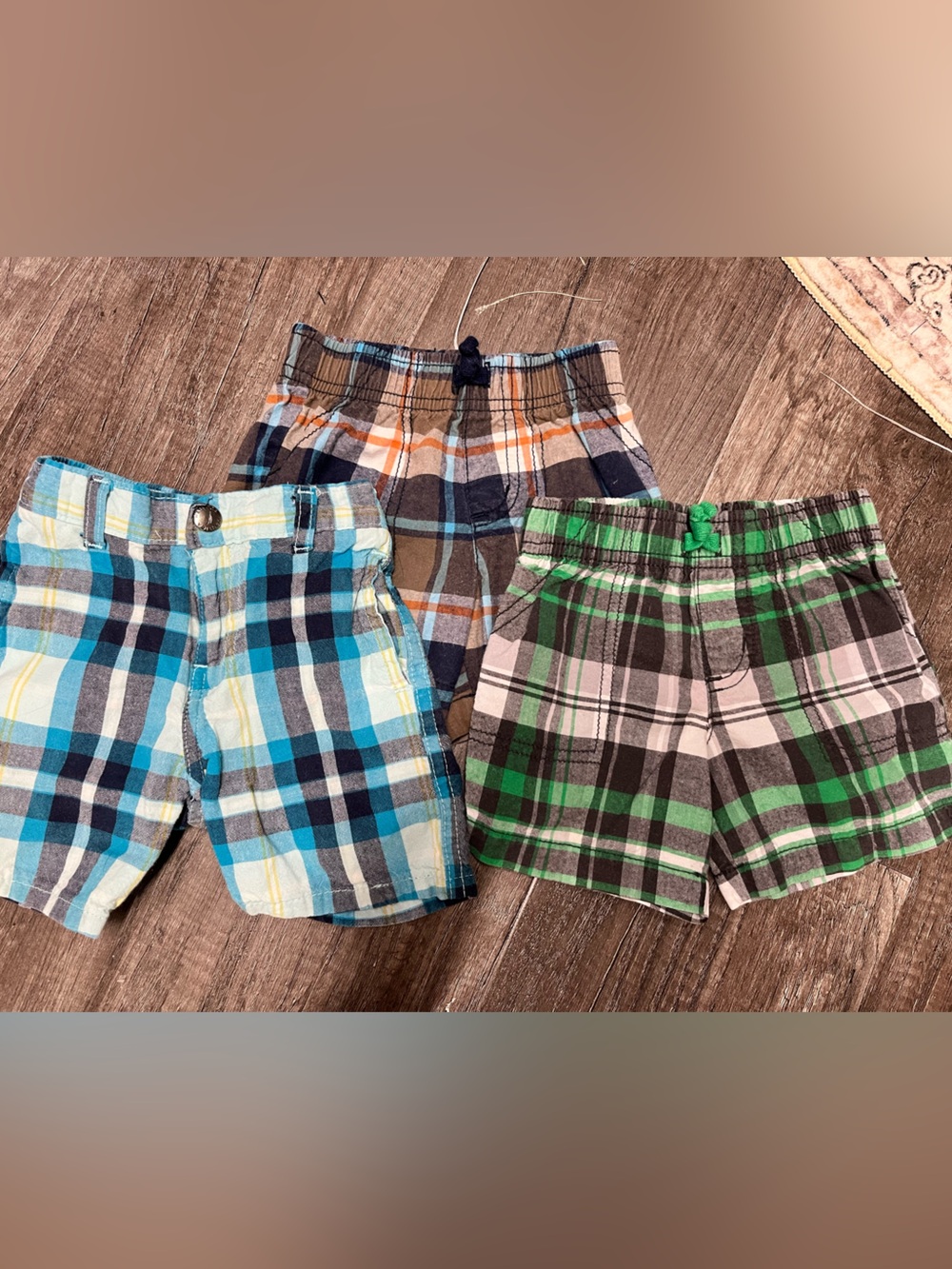 Baby Boy 9M Plaid Shorts Lot 3pc Carter's Nautica EUC Summer Bundle